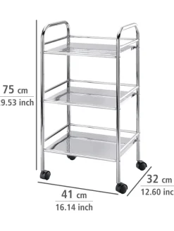 Wenko Badmöbel|Badezimmermöbel<Rollwagen in Silber - (B)41 x (H)75 x (T)32 cm
