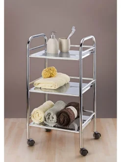 Wenko Badmöbel|Badezimmermöbel<Rollwagen in Silber - (B)41 x (H)75 x (T)32 cm