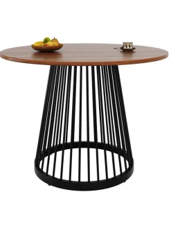 ABRIHOME Tische<Runder Esstisch in Schwarz 80x80x76 cm mit Metallbeinen