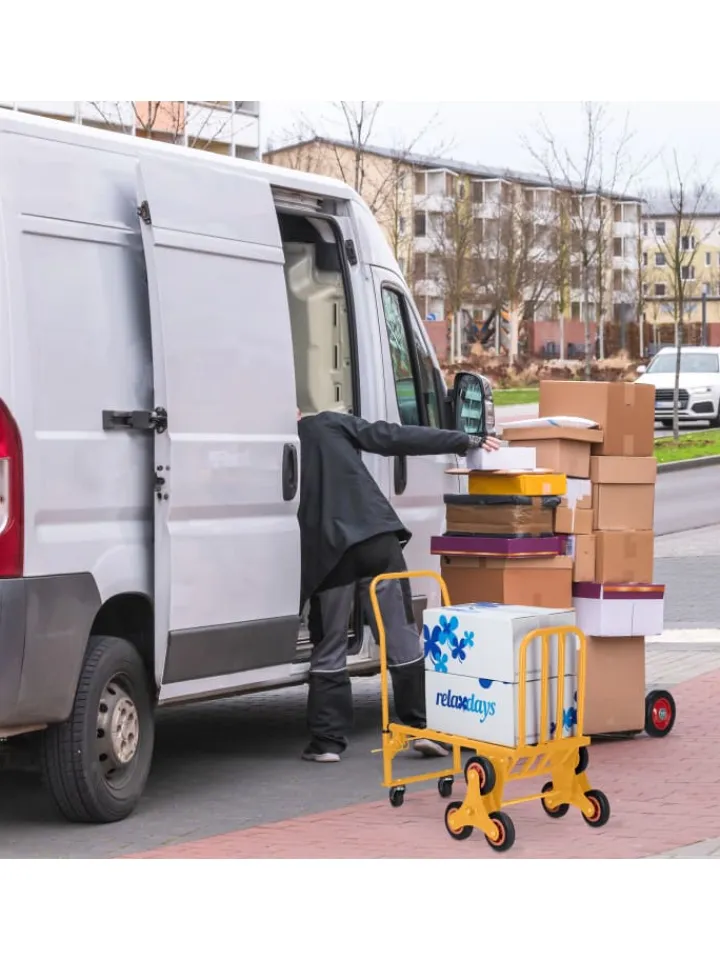 relaxdays Weitere Haushaltshelfer<Sackkarre Treppensteiger "2in1" in Gelb