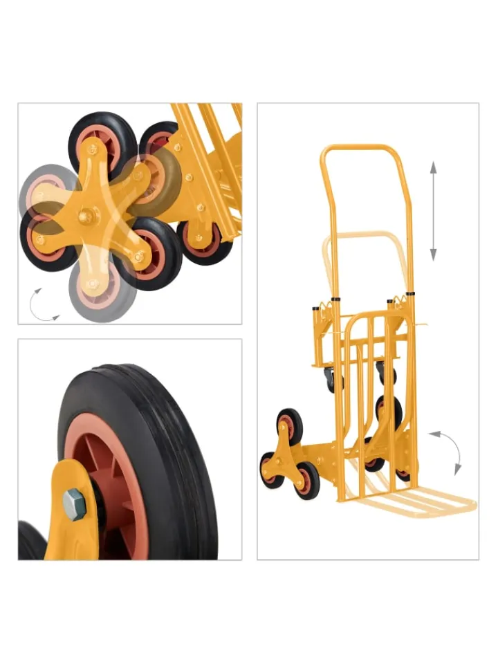 relaxdays Weitere Haushaltshelfer<Sackkarre Treppensteiger "2in1" in Gelb