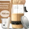 Praknu Koch- & Backutensilien<Sauerteig Starter Set aus Glas (700 ml) Komplett-Set mit Anleitung