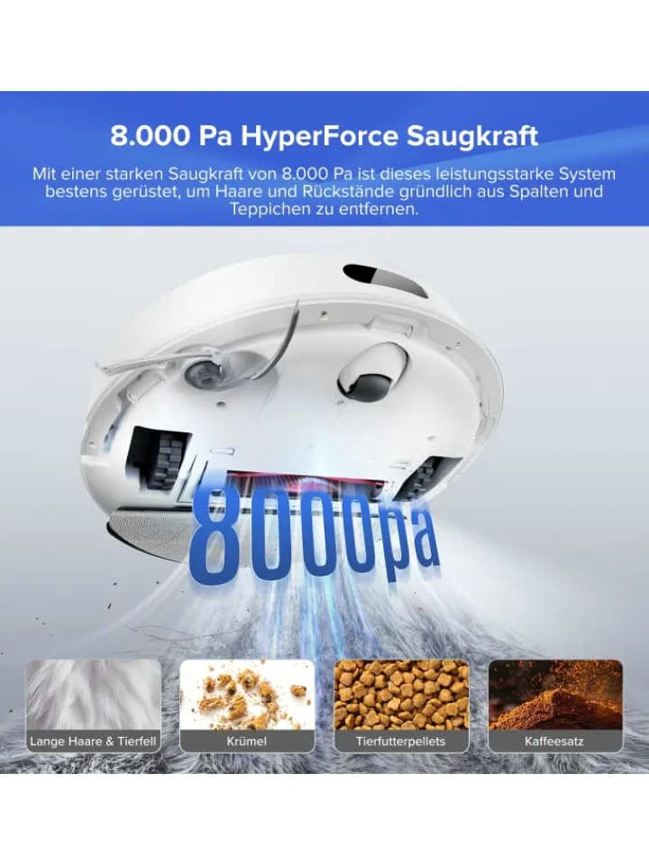 Roborock Klima & Haushalt|Staubsauger<Saugroboter Q7 BF+ in Weiß, 8000 Pa, Dual Anti-Tangle-System