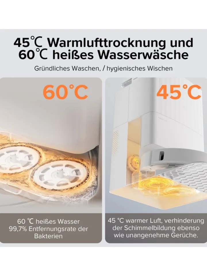 Roborock Staubsauger<Saugroboter Qrevo Pro in Weiß, 60°C-Heißwasser-Moppwäsche