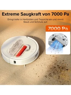 Roborock Staubsauger<Saugroboter Qrevo Pro in Weiß, 60°C-Heißwasser-Moppwäsche