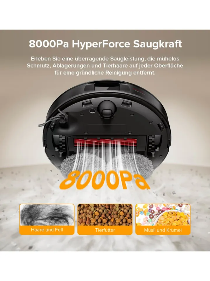 Roborock Klima & Haushalt|Staubsauger<Saugroboter QV 35A in Schwarz, mit Wischfunktion&Hebarem Wischmopp, 8000Pa