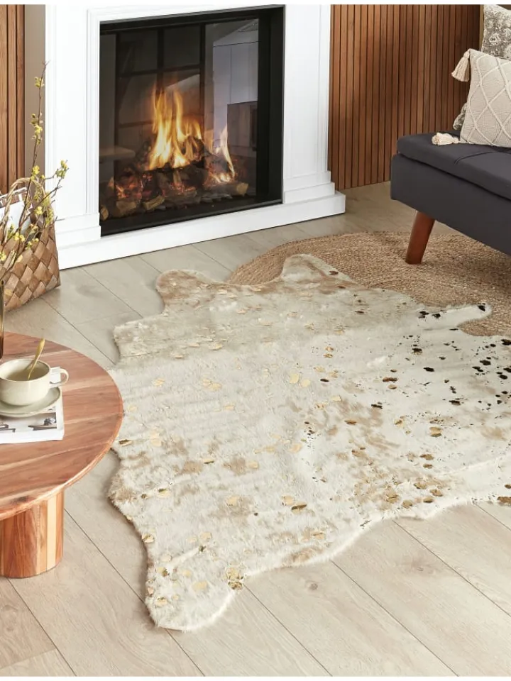Beliani Lammfelle & Co<Schaffell BOGONG in Beige/Gold - (W) 130 x (H) 1 x (L) 170 cm