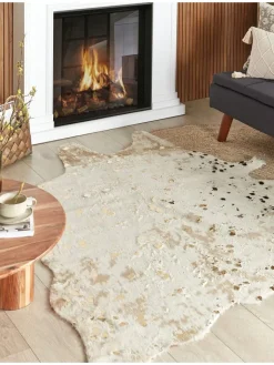 Beliani Lammfelle & Co<Schaffell BOGONG in Beige/Gold - (W) 150 x (H) 1 x (L) 200 cm