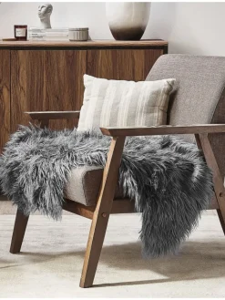 Beliani Lammfelle & Co<Schaffell MUNGO in Grau - (W) 63 x (H) 3 x (L) 95 cm