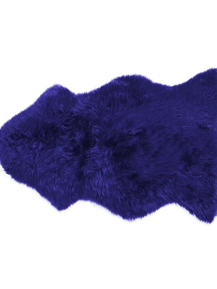 Beliani Lammfelle & Co<Schaffell ULURU in Blau - (W) 65 x (H) 8 x (L) 100 cm