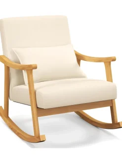 COSTWAY Sitzmöbel<Schaukelstuhl aus Holz in Beige