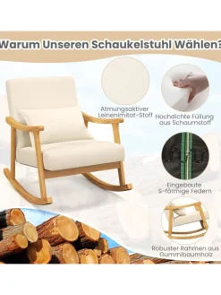 COSTWAY Sitzmöbel<Schaukelstuhl aus Holz in Beige