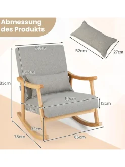 COSTWAY Sitzmöbel<Schaukelstuhl aus Holz in Grau