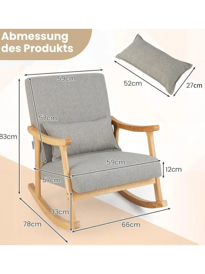 COSTWAY Sitzmöbel<Schaukelstuhl aus Holz in Grau