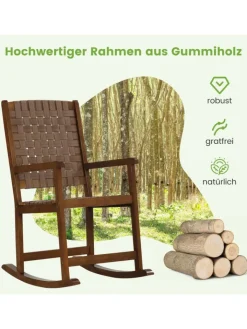 COSTWAY Gartenmöbel<Schaukelstuhl In- & Outdoor in Braun