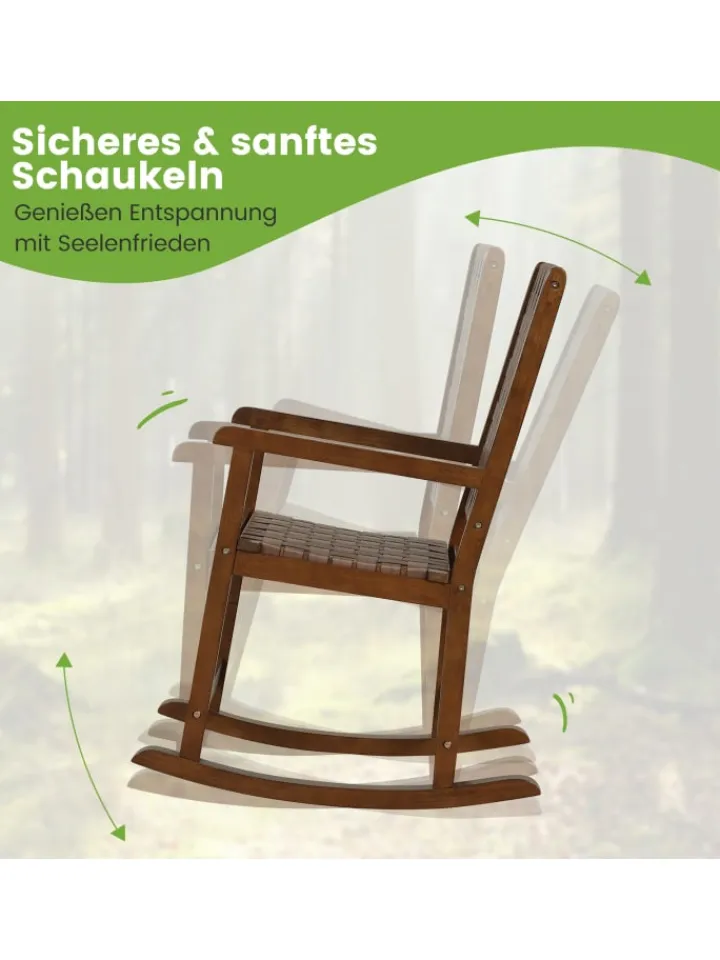 COSTWAY Gartenmöbel<Schaukelstuhl In- & Outdoor in Braun
