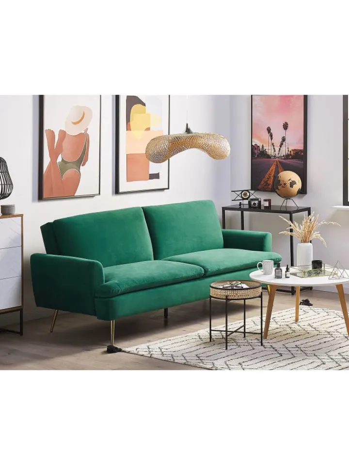 Beliani Sitzmöbel<Schlafsofa VETTRE in Grün/Gold - (W) 210 x (H) 88 x (L) 84 cm