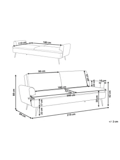 Beliani Sitzmöbel<Schlafsofa VETTRE in Grün/Gold - (W) 210 x (H) 88 x (L) 84 cm