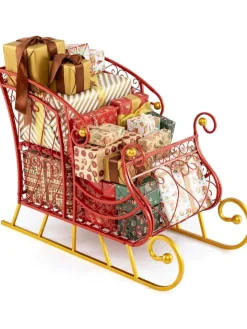COSTWAY Künstliche Weihnachtsbäume<Schlitten Deko für Weihnachten in Rot