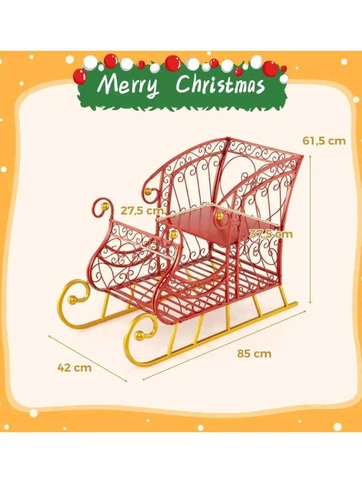 COSTWAY Künstliche Weihnachtsbäume<Schlitten Deko für Weihnachten in Rot