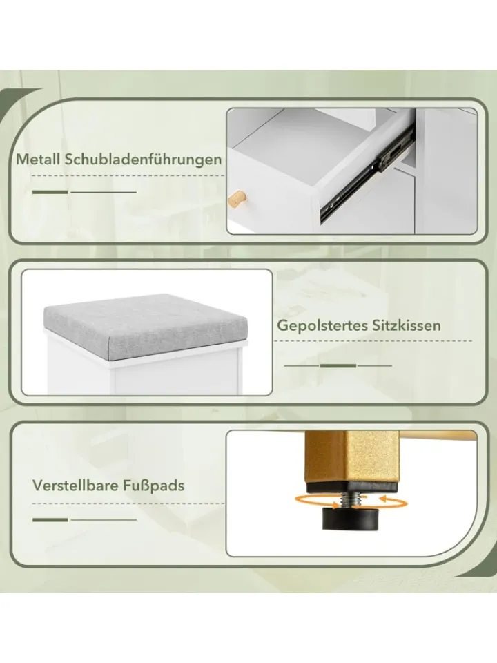 COSTWAY Schmuckkästen<Schminktisch mit LED Spiegel in Weiß