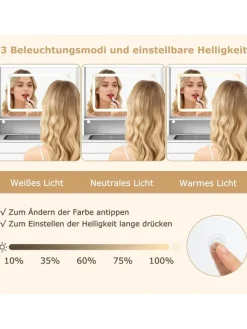 COSTWAY Schmuckkästen<Schminktisch Set mit Steckdosen & LED in Weiß