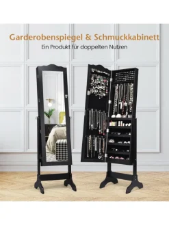 COSTWAY Schmuckkästen<Schmuck mit Ganzkörperspiegel in Schwarz