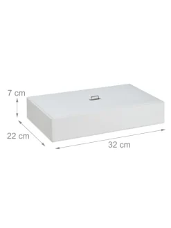 relaxdays Schmuckkästen<Schmuckaufbewahrung in Weiß - (B)32 x (H)7 x (T)22 cm