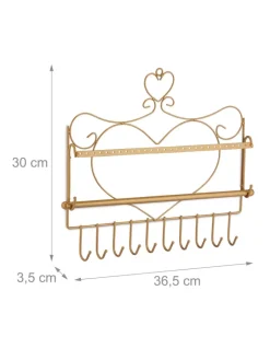 relaxdays Schmuckkästen<Schmuckhalter in Gold - (B)36,5x (H)30 x (T)3,5 cm