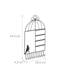 relaxdays Schmuckkästen<Schmuckhalter in Schwarz - (B)25,5x (H)44,5 x (T)4,5 cm