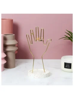 THE HOME DECO FACTORY Schmuckkästen<Schmuckhalter "Terrazzo" in Gold/ Beige - (H)28 x Ø 16 cm