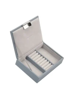 Stackers Schmuckkästen<Schmuckkasten in Blaugrau - (B)18 x (H)12,5 x (T)4,5 cm