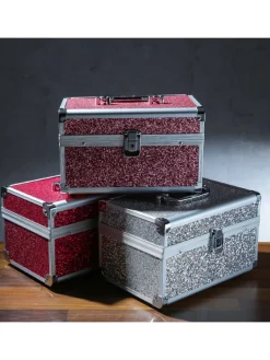 MARELIDA Schmuckkästen<Schmuckkoffer Schmuckkästchen mit Glitzer in silber