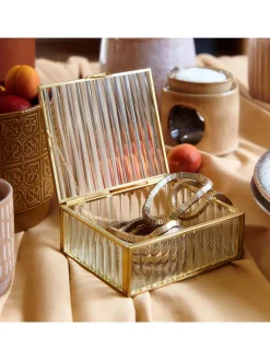 Homla Schmuckkästen<Schmuckkästchen "Grazia" in Transparent/ Gold - (B)13 x (H)5 x (T)11 cm