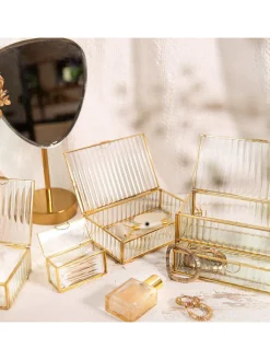 Homla Schmuckkästen<Schmuckkästchen "Grazia" in Transparent/ Gold - (B)13 x (H)5 x (T)11 cm