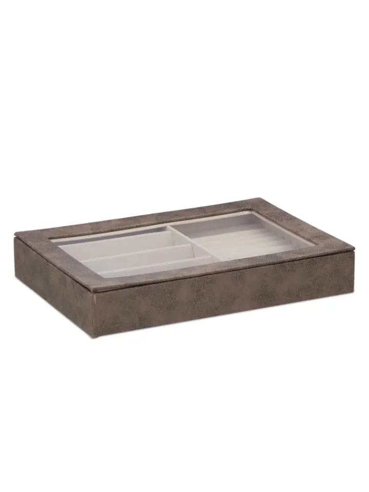 relaxdays Schmuckkästen<Schmuckkästchen in Braun - (B)30 x (H)5 x (T)21 cm