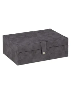 relaxdays Schmuckkästen<Schmuckkästchen in Grau - (B)29 x (H)10 x (T)20 cm