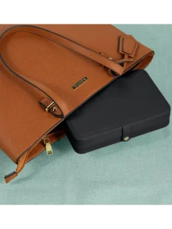 relaxdays Schmuckkästen<Schmuckkästchen in Schwarz - (B)21 x (H)4,5 x (T)14,5 cm
