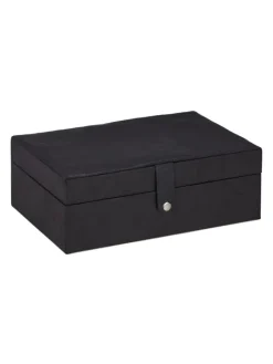relaxdays Schmuckkästen<Schmuckkästchen in Schwarz- (B)29 x (H)10 x (T)20 cm