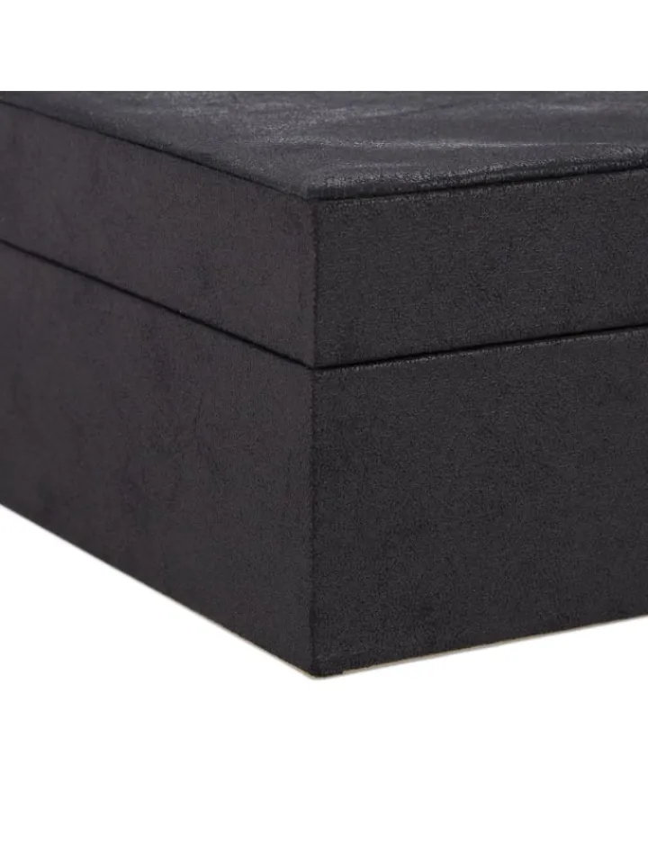 relaxdays Schmuckkästen<Schmuckkästchen in Schwarz- (B)29 x (H)10 x (T)20 cm