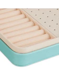relaxdays Schmuckkästen<Schmuckkästchen in Türkis - (B)21 x (H)4,5 x (T)14,5 cm