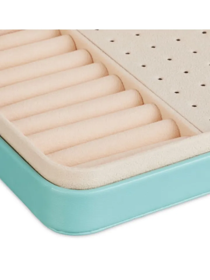 relaxdays Schmuckkästen<Schmuckkästchen in Türkis - (B)21 x (H)4,5 x (T)14,5 cm