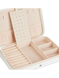 relaxdays Schmuckkästen<Schmuckkästchen in Weiß - (B)21 x (H)4,5 x (T)14,5 cm