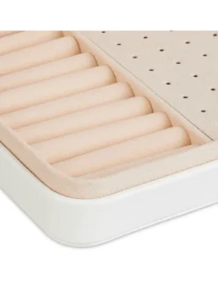 relaxdays Schmuckkästen<Schmuckkästchen in Weiß - (B)21 x (H)4,5 x (T)14,5 cm