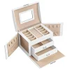 Songmics Schmuckkästen<Schmuckkästchen in Weiß/ Beige - (B)17,7 x (H)13,5 x (T)13,8 cm
