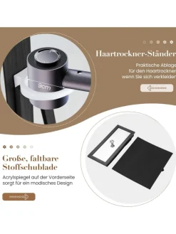 COSTWAY Schmuckkästen<Schmuckschrank drehbar mit LED in Schwarz