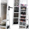COSTWAY Schmuckkästen<Schmuckschrank drehbar mit LED in Weiß