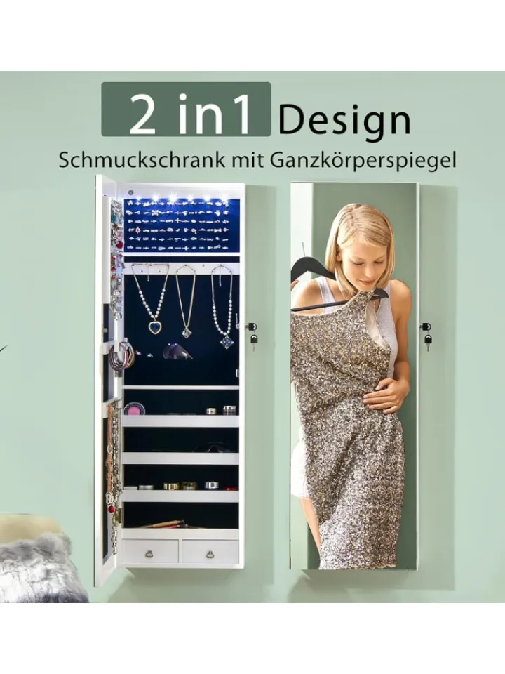 COSTWAY Schmuckkästen<Schmuckschrank in Weiß