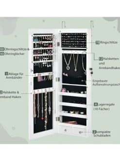 COSTWAY Schmuckkästen<Schmuckschrank in Weiß