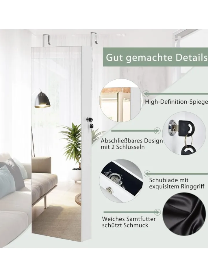 COSTWAY Schmuckkästen<Schmuckschrank in Weiß